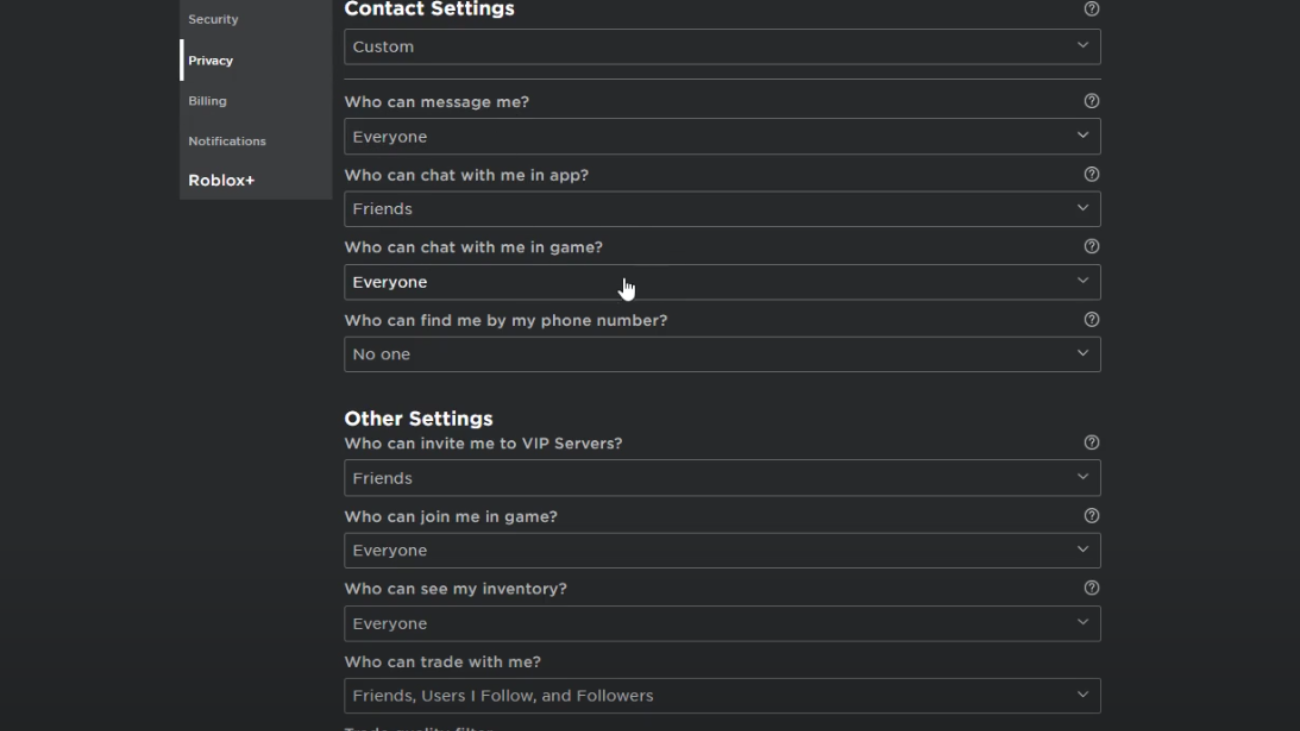 image to Click on the Privacy tab.