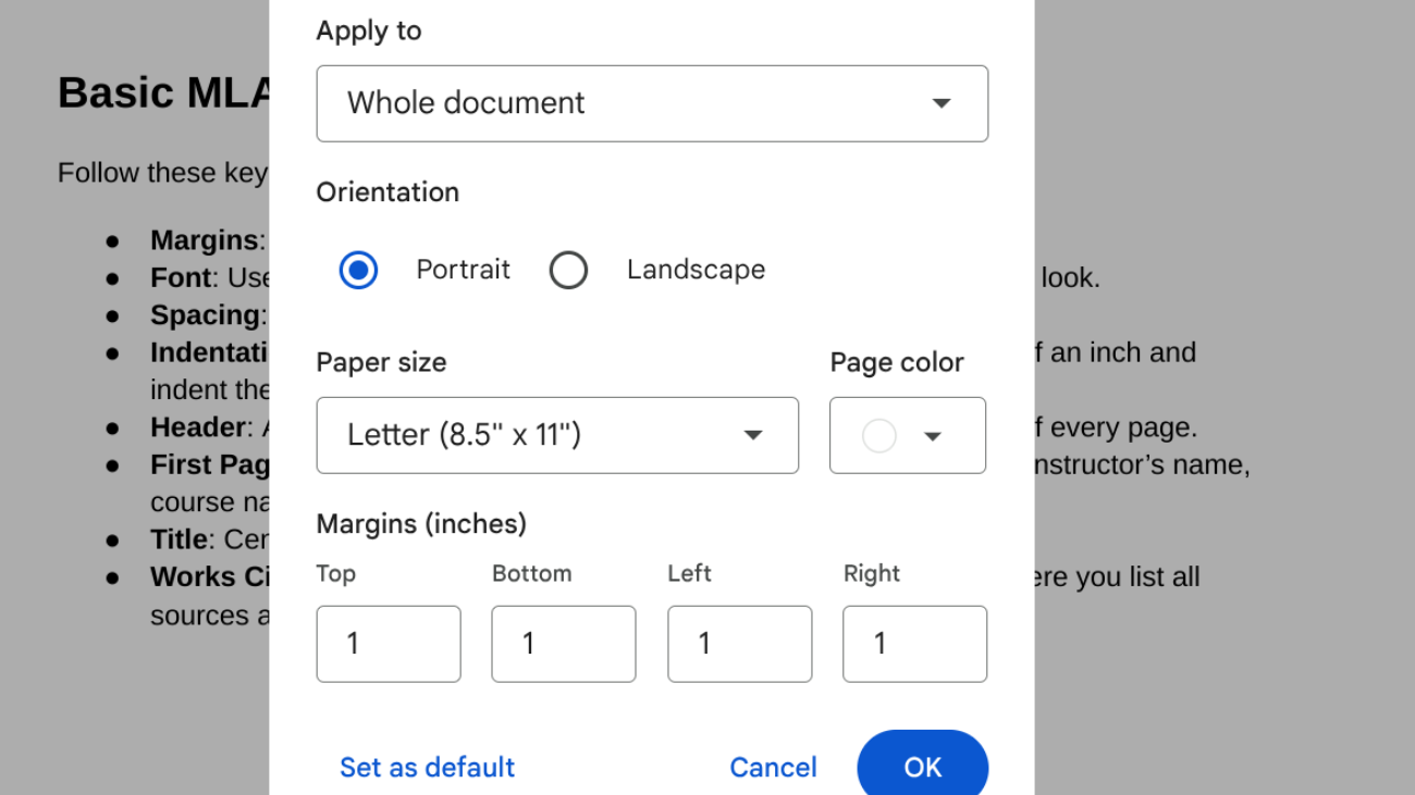 image to Select Page Setup from the dropdown menu