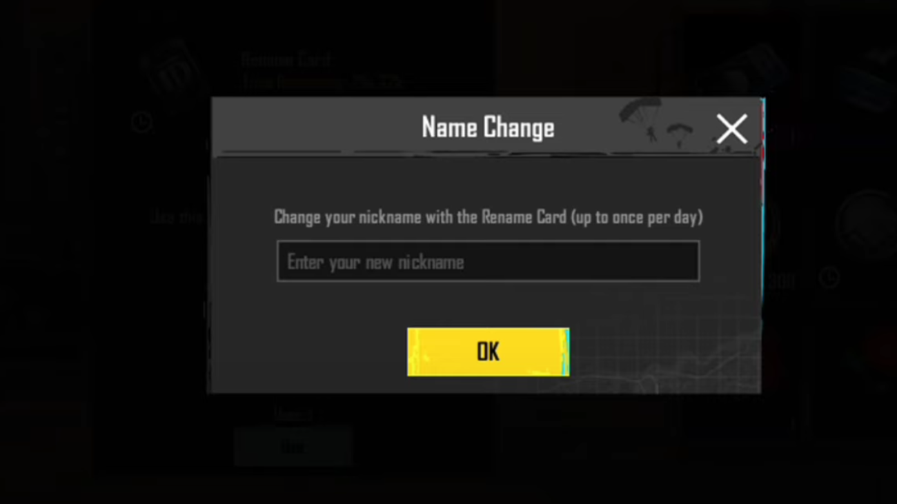 image to Enter the new name to Change Your Name in BGMI