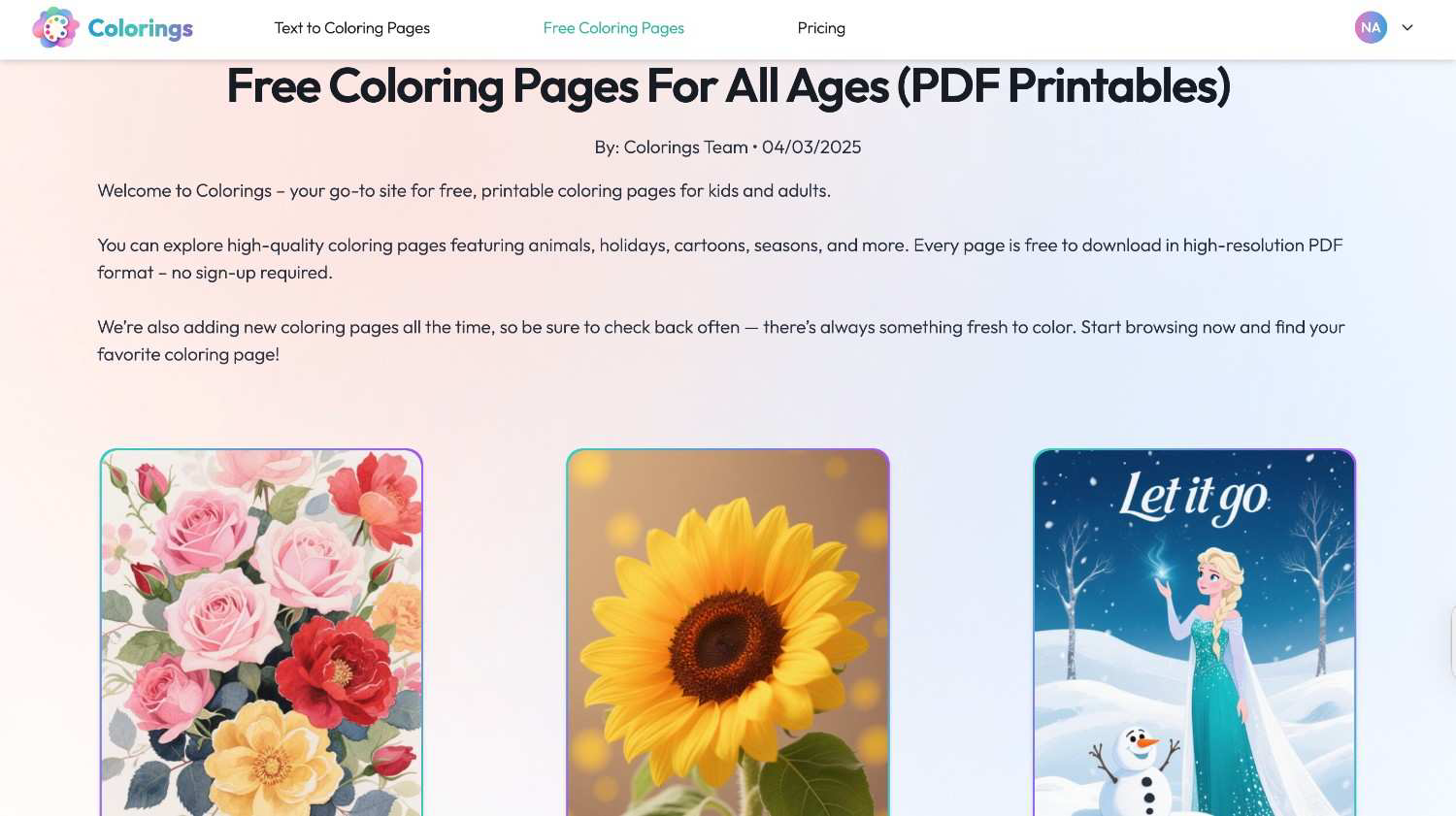 Pre-made coloring page templates