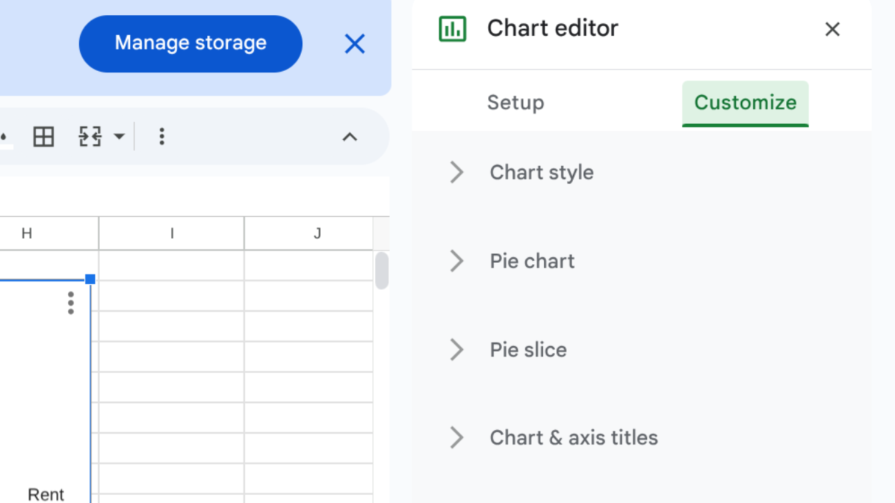 image to Go Customize settings to make Pie Chart in Google Sheets