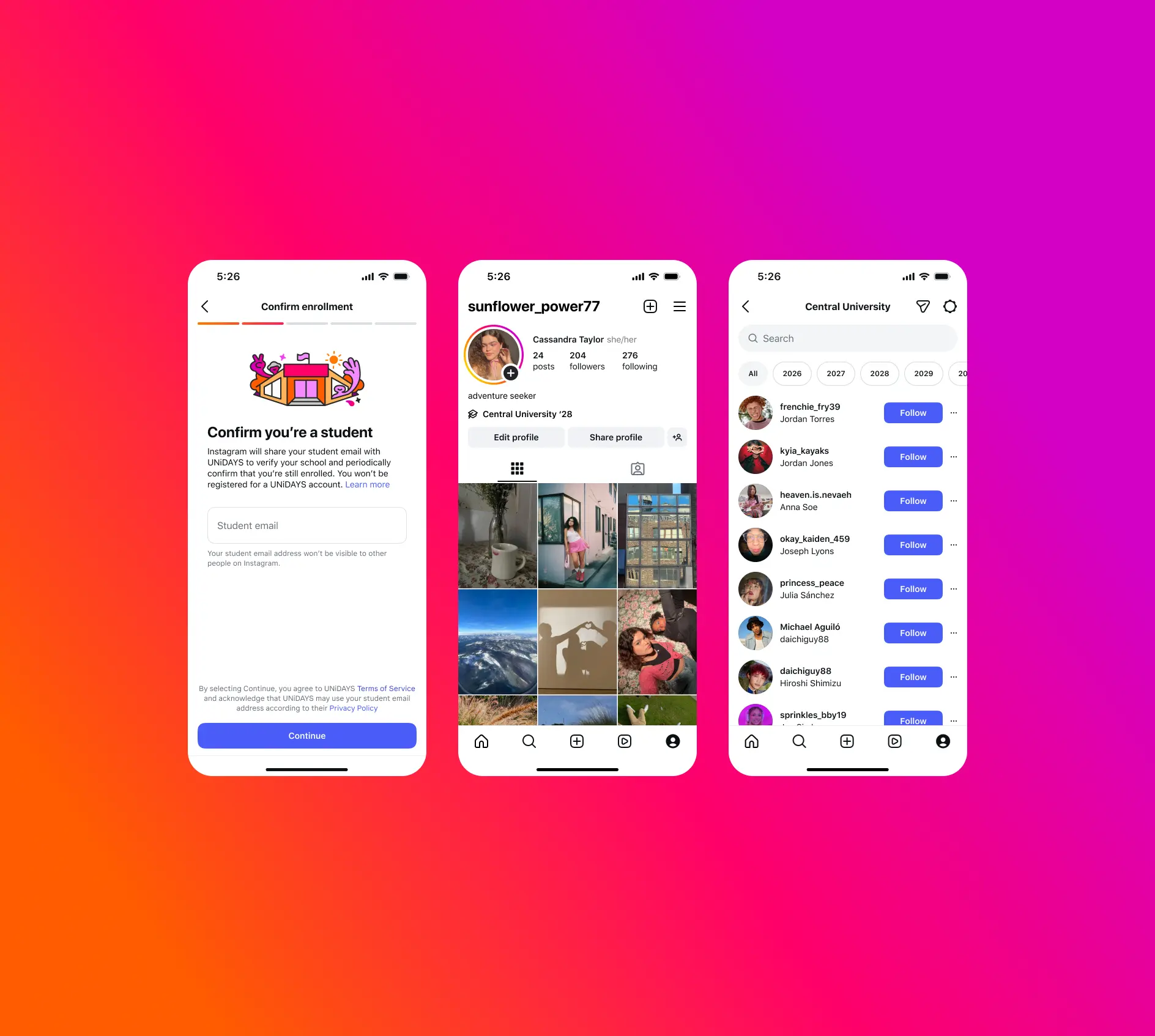 Image of Instagram's new feature to find college friends