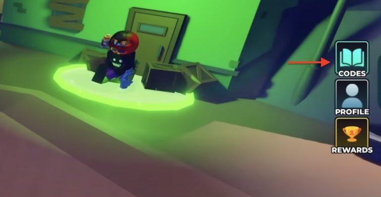 Image of the codes button in hunty zombies to redeem codes