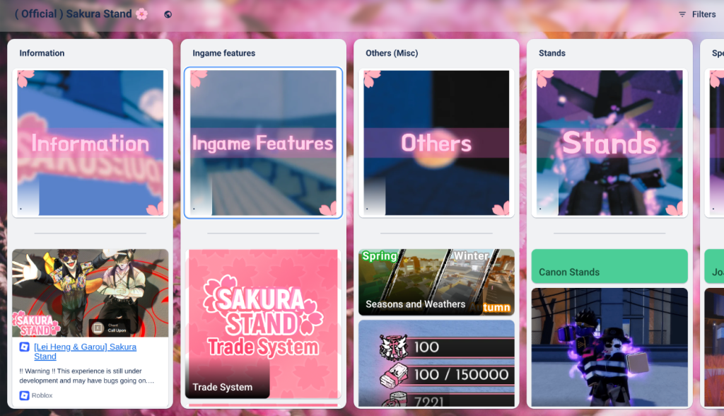 image for inside the Sakura Stand Trello board