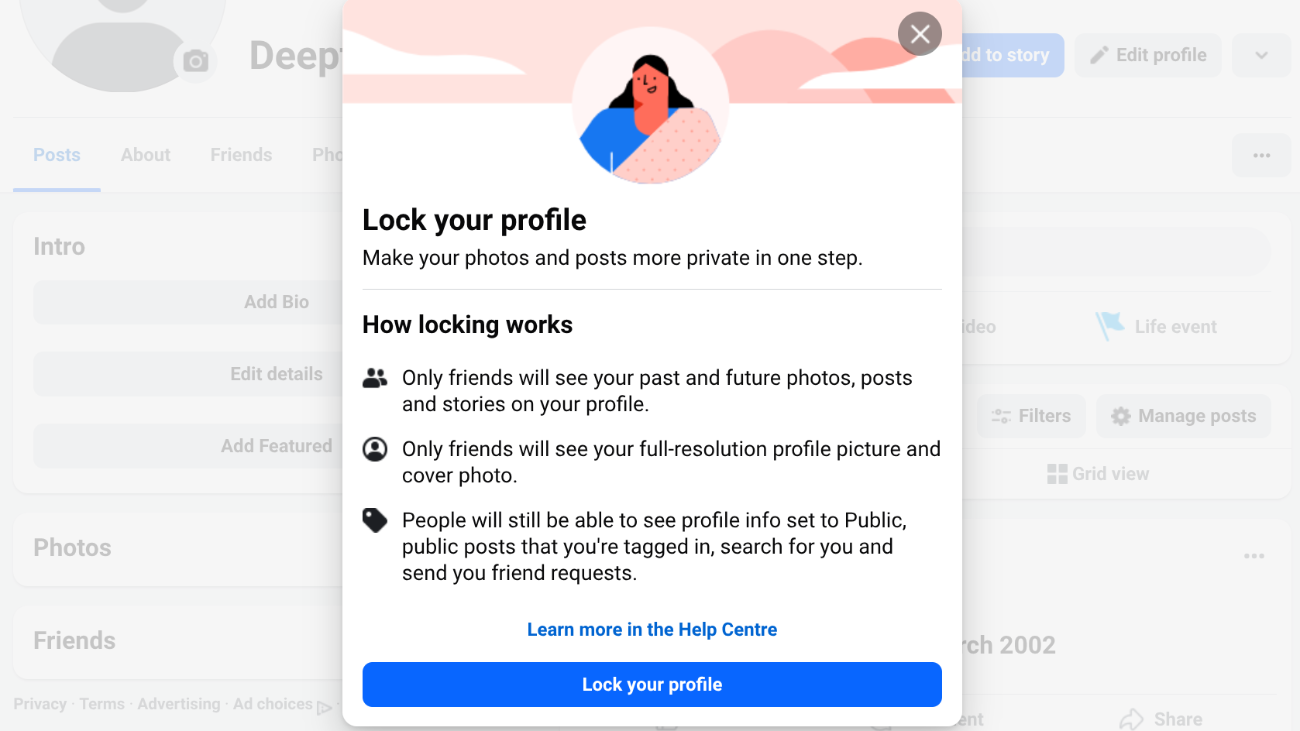 image to Click Lock Your Profile when prompted.