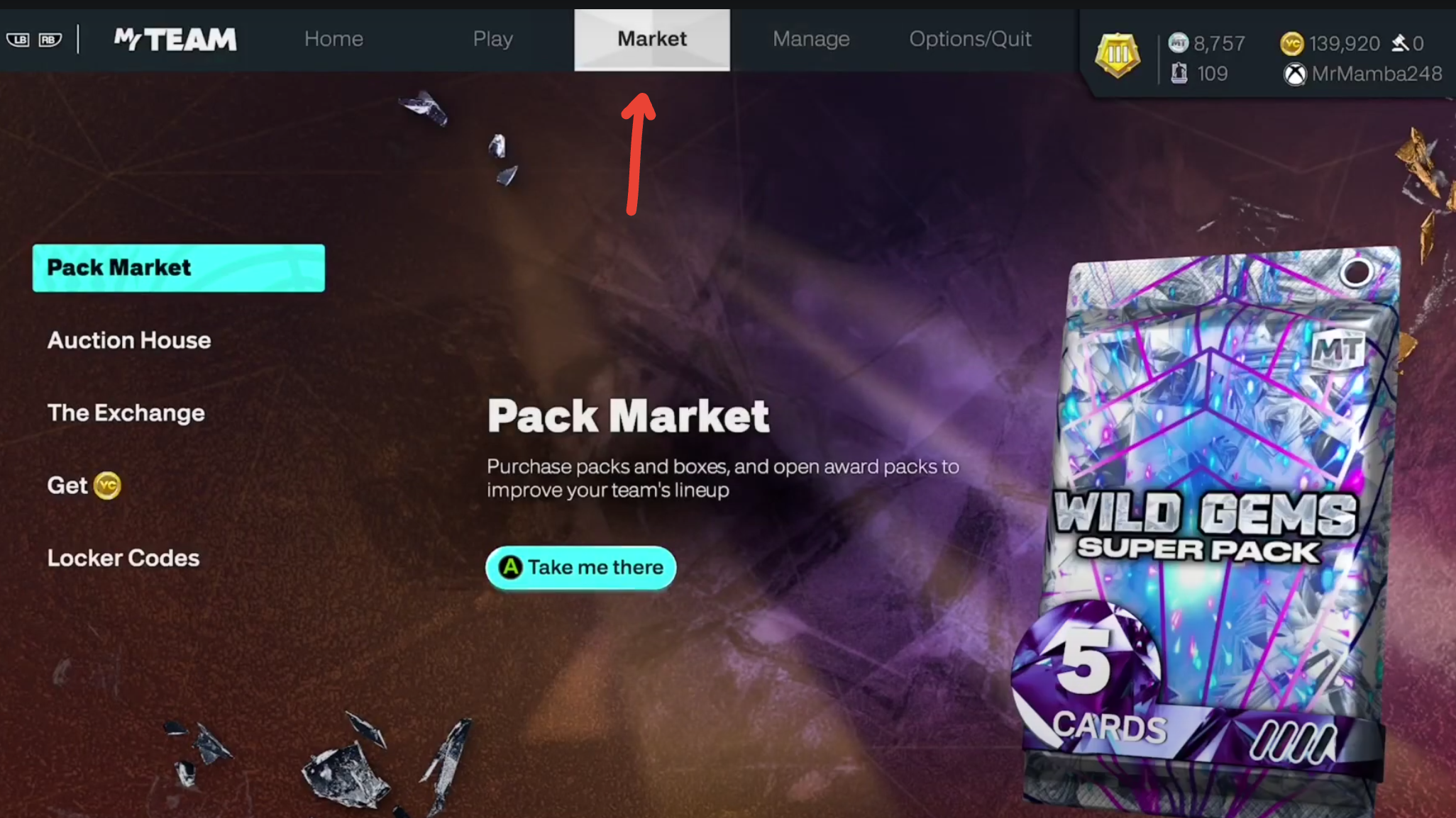 image to select the ‘Market’ tab